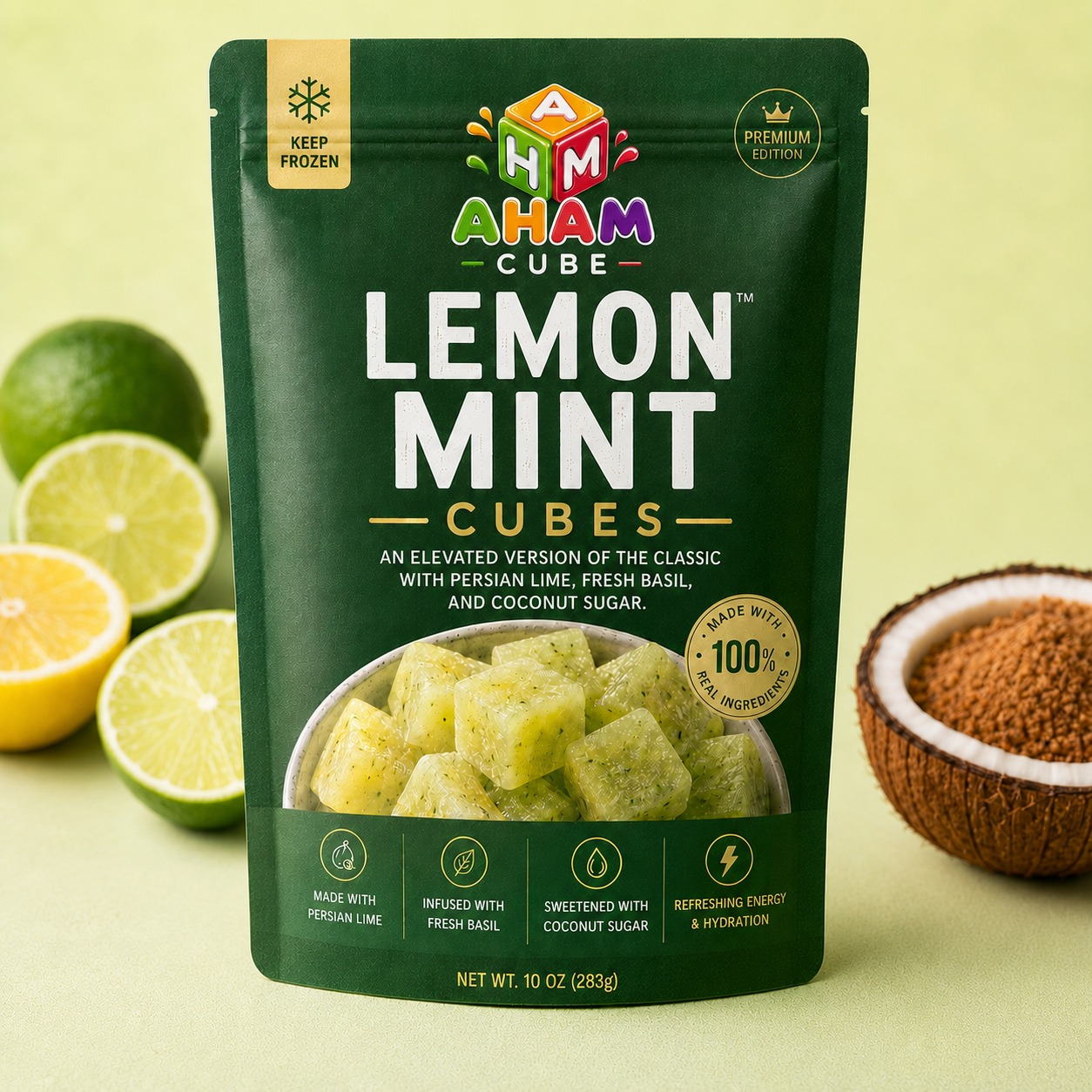 Premium Frozen Lemon Mint Drink Cubes